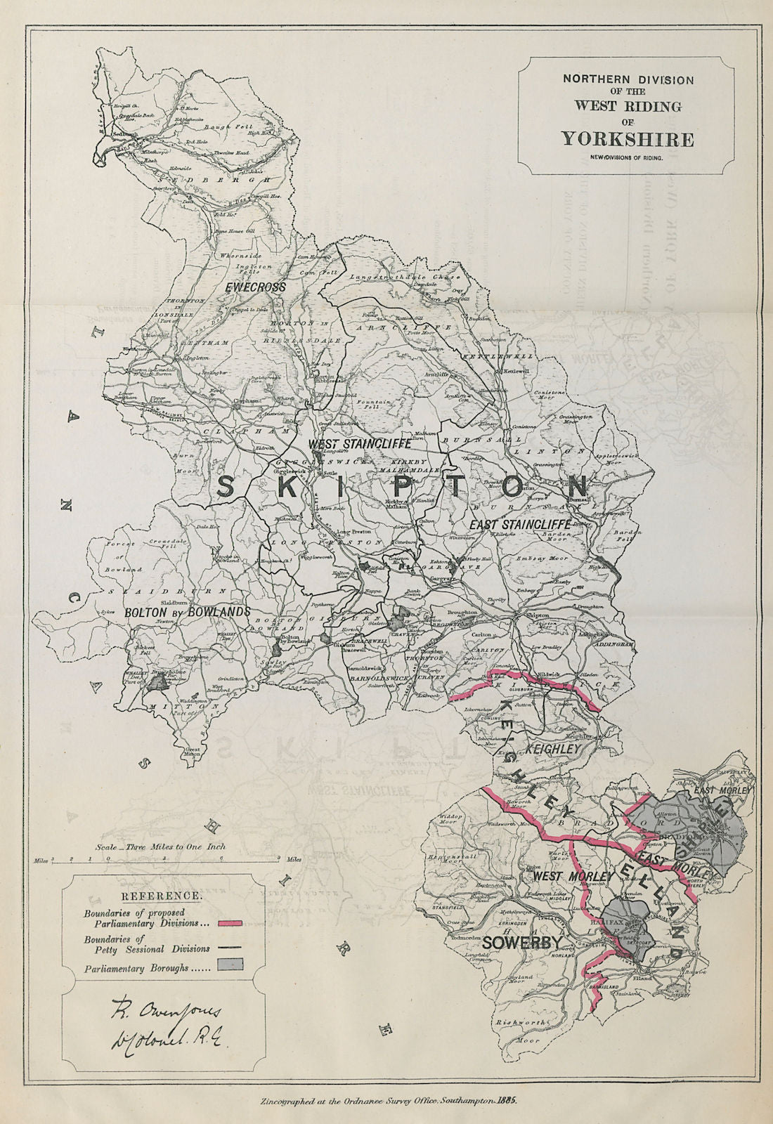 Yorkshire West Riding North Division Parliamentary. BOUNDARY COMMISSION 1885 map
